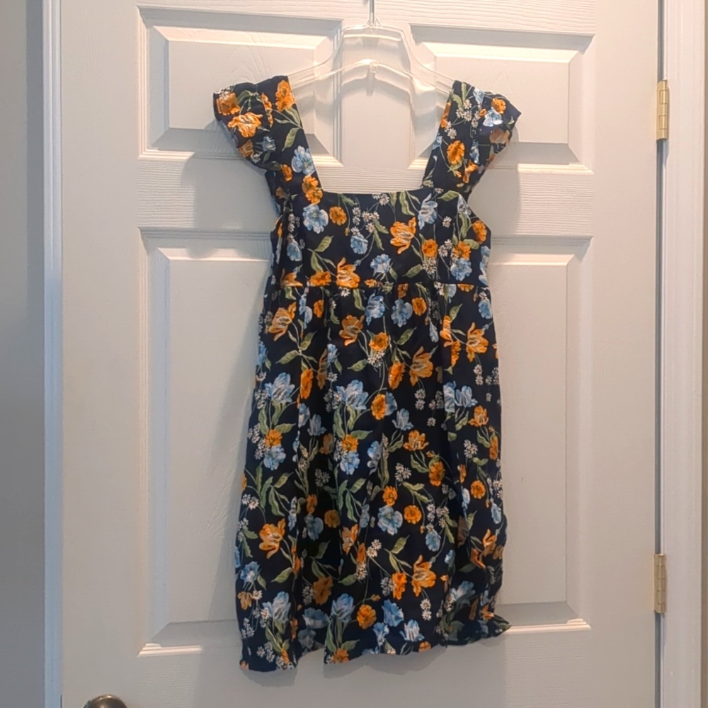 Draper James | Maddie Babydoll Dress in Spring Blooms in Nassau Navy | Small